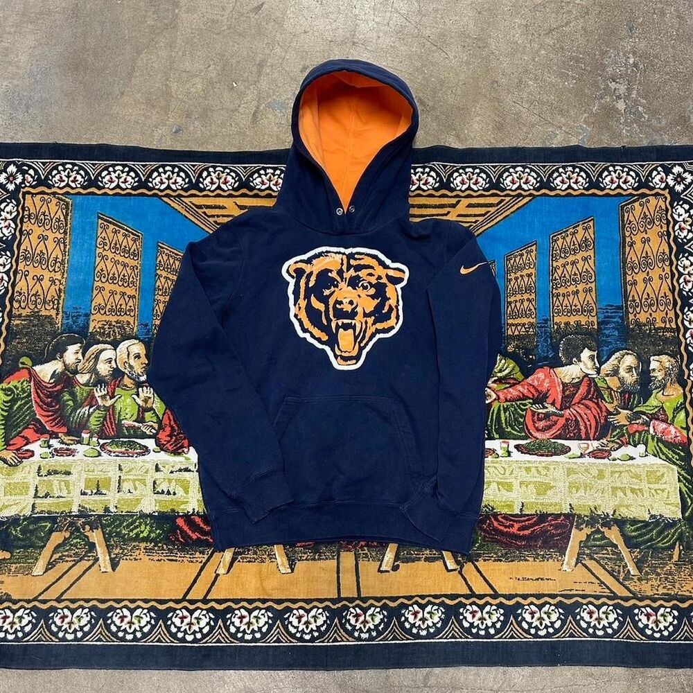 Nike chicago bears navy blue hoodie sportswear NFL team apparel team issued
